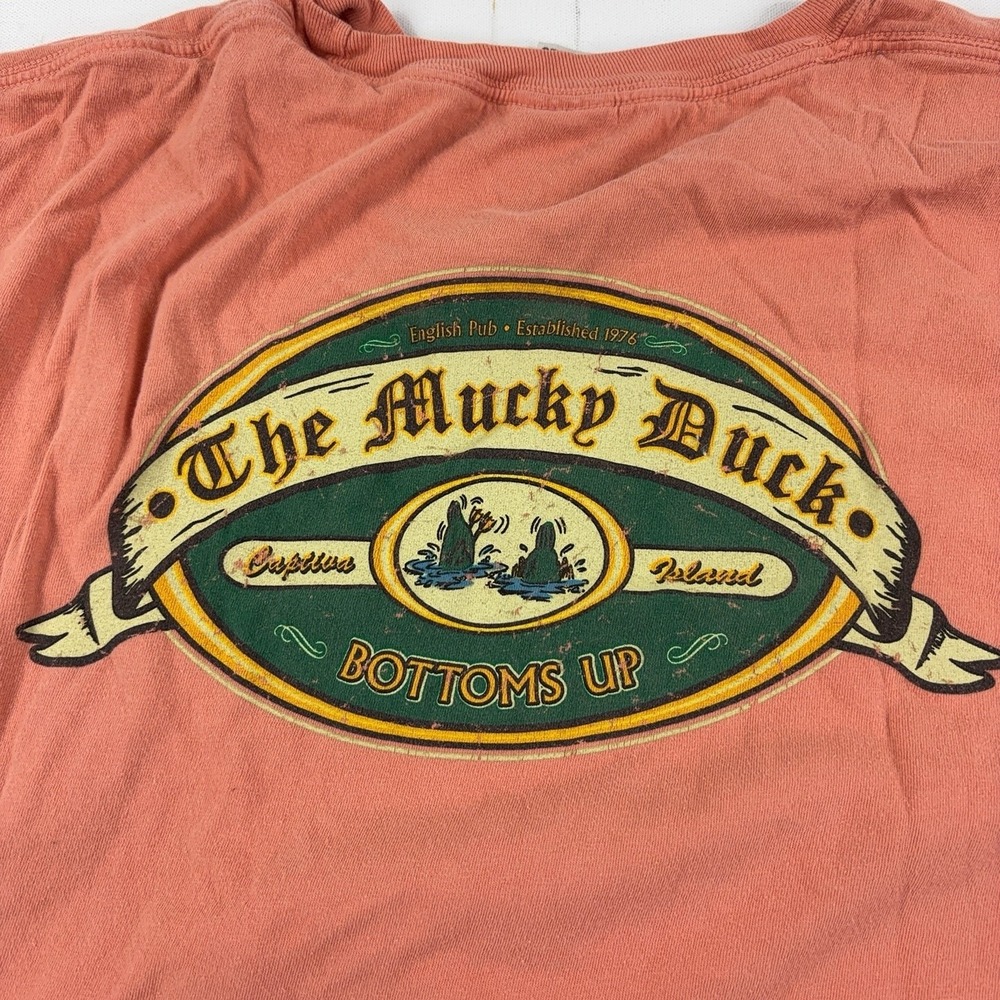 The Mucky Duck Shirt Mens 3XL Orange English Pub Sanibel Captiva Graphic Tee